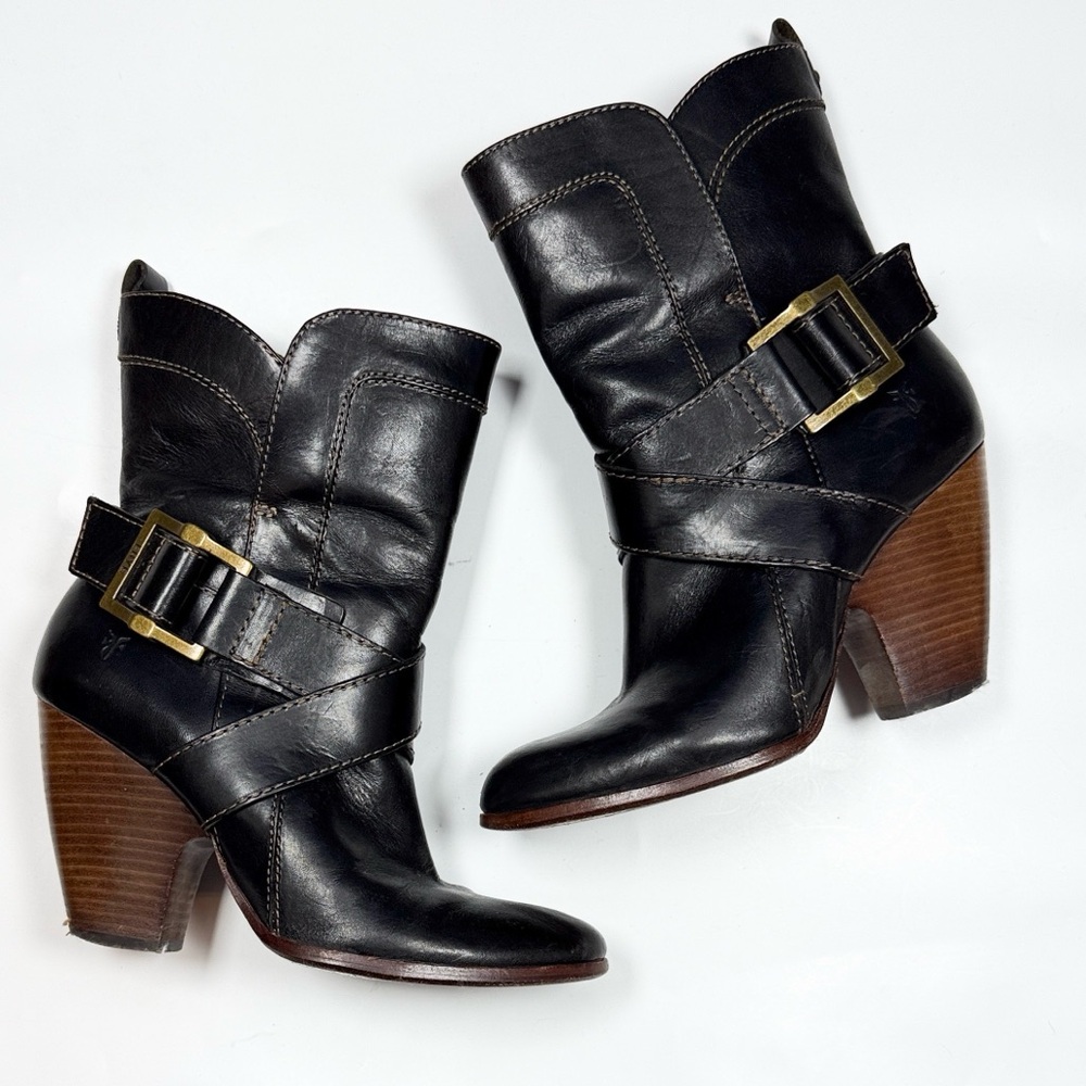 FRYE High Heel Boho Cowgirl Roper Boots  Leather Andrea S-490 Sz 7